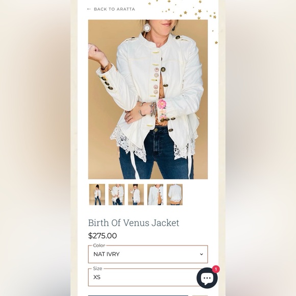 Aratta Cream Button-Up Utility Jacket with Lace Trim - Picture 3 of 12